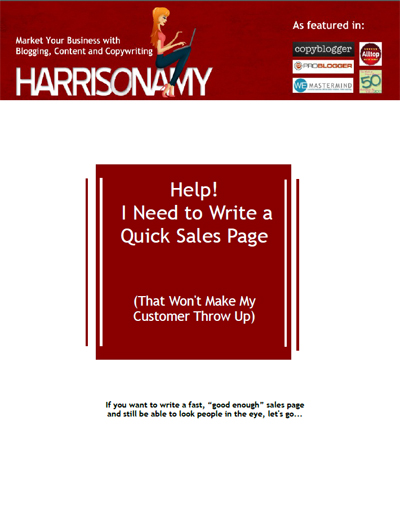 Free eBook: Write a quick sales page that won't make your customer throw up