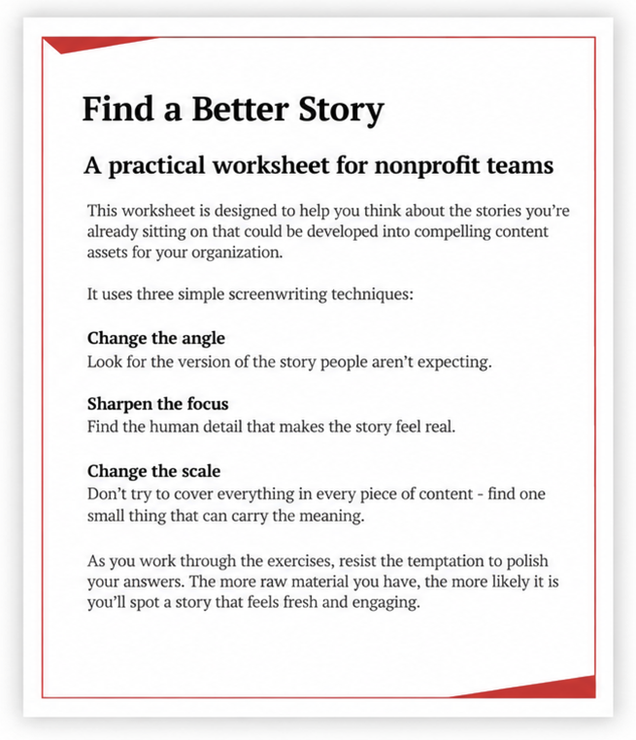 Find a Better Story worksheet